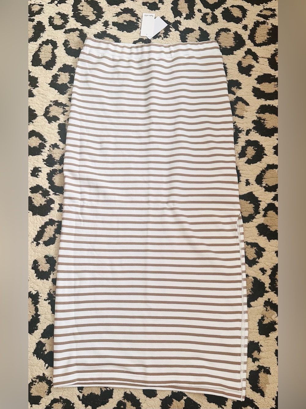 Splendid White and Tan Striped Maxi Skirt